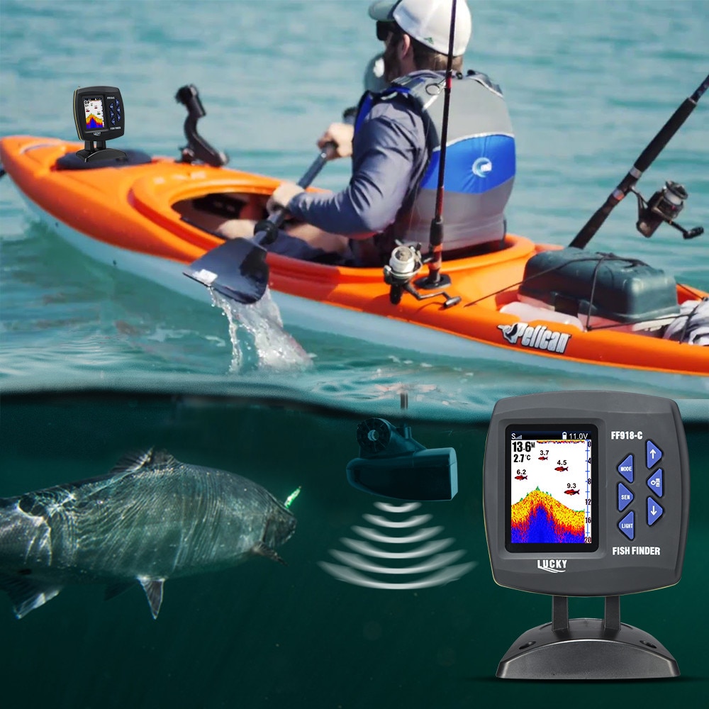 LUCKY FF918-C180S Wired Fishing finder 540ft/180m Depth Sounder Fish Detector Monitor echo sounder for fishing from a boat LUCKY FF918-C180S Wired Fishing finder 540ft/180m Depth Sounder Fish Detector Monitor echo sounder for fishing from a boat
