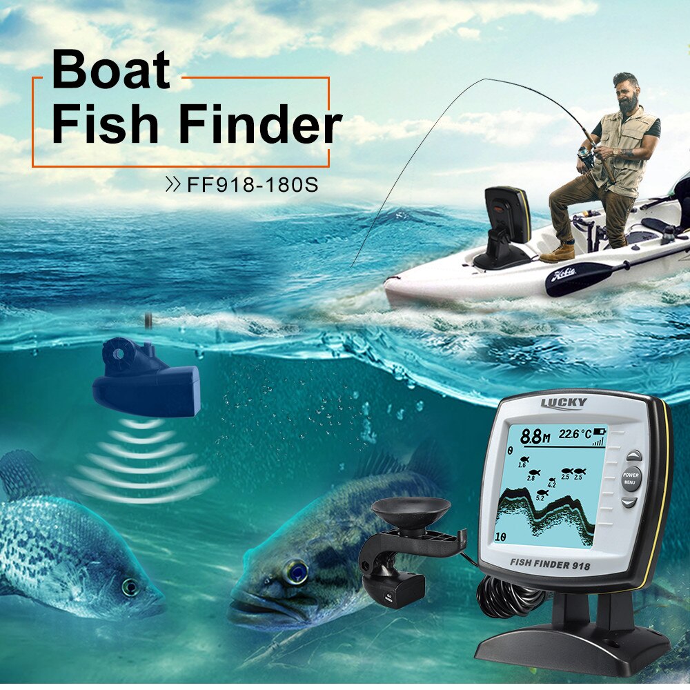 LUCKY FF918-C180S Wired Fishing finder 540ft/180m Depth Sounder Fish Detector Monitor echo sounder for fishing from a boat