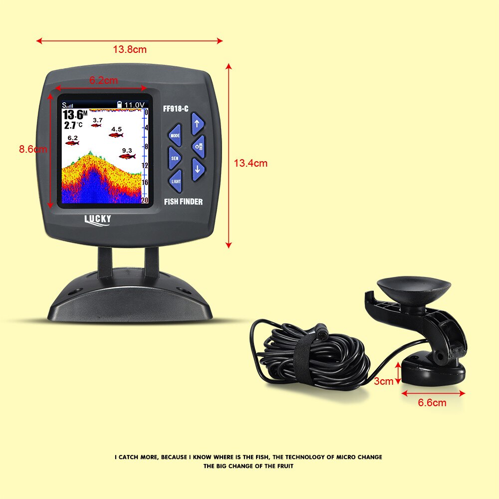 LUCKY FF918-C180S Wired Fishing finder 540ft/180m Depth Sounder Fish Detector Monitor echo sounder for fishing from a boat