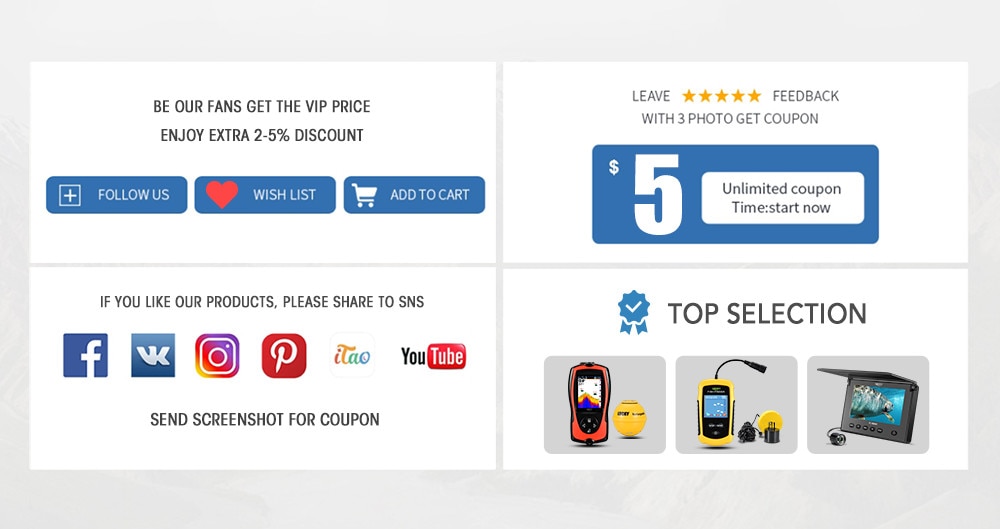 LUCKY Portable Underwater Fishing&Inspection Camera Night Vision Camera 4.3 Inch 20M Cable for Ice/Sea