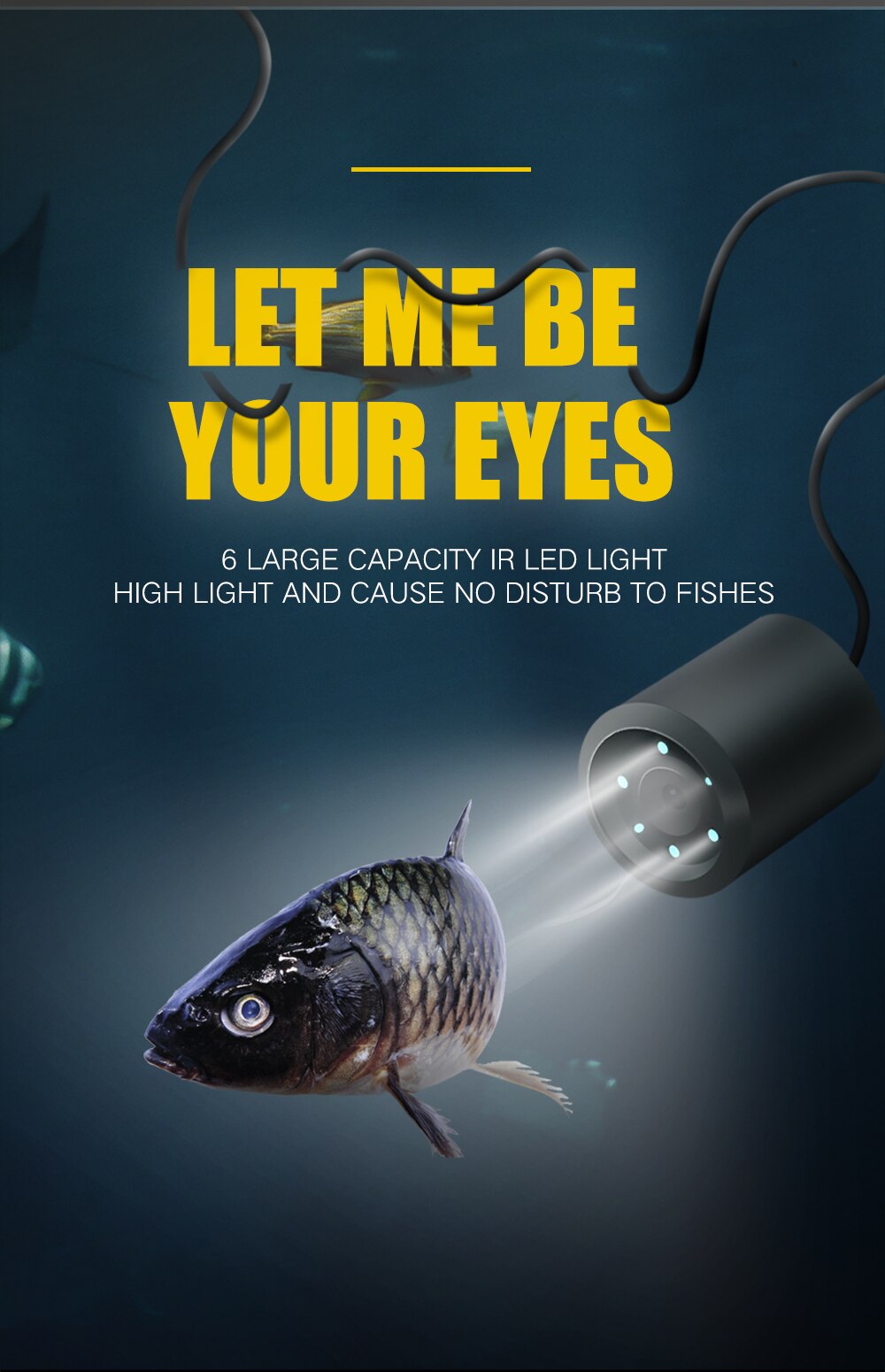 LUCKY Portable Underwater Fishing&Inspection Camera Night Vision Camera 4.3 Inch 20M Cable for Ice/Sea