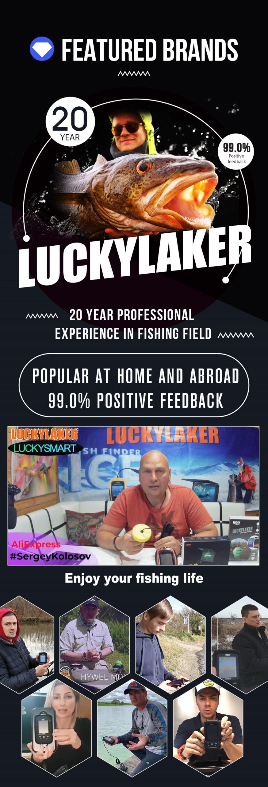 LUCKY Portable Underwater Fishing&Inspection Camera Night Vision Camera 4.3 Inch 20M Cable for Ice/Sea