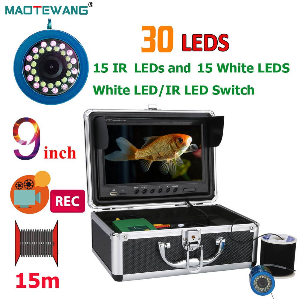 9" Inch DVR Recorder 1000TVL Fish Finder Underwater Fishing Camera 15pcs White LEDs + 15pcs Infrared Lamp For Ice/Sea/River 9" Inch DVR Recorder 1000TVL Fish Finder Underwater Fishing Camera 15pcs White LEDs + 15pcs Infrared Lamp For Ice/Sea/River