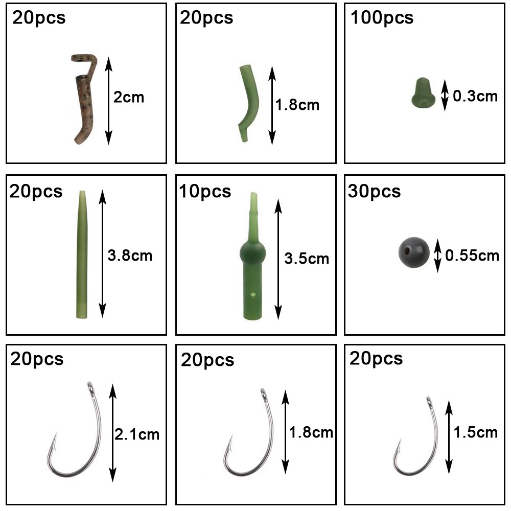 420Pcs/Box Carp Fishing Tackle Kit Including Swivels Hooks Anti Tangle Sleeves Hook Stop Beads Boilie Bait Screw Accessories 420Pcs/Box Carp Fishing Tackle Kit Including Swivels Hooks Anti Tangle Sleeves Hook Stop Beads Boilie Bait Screw Accessories