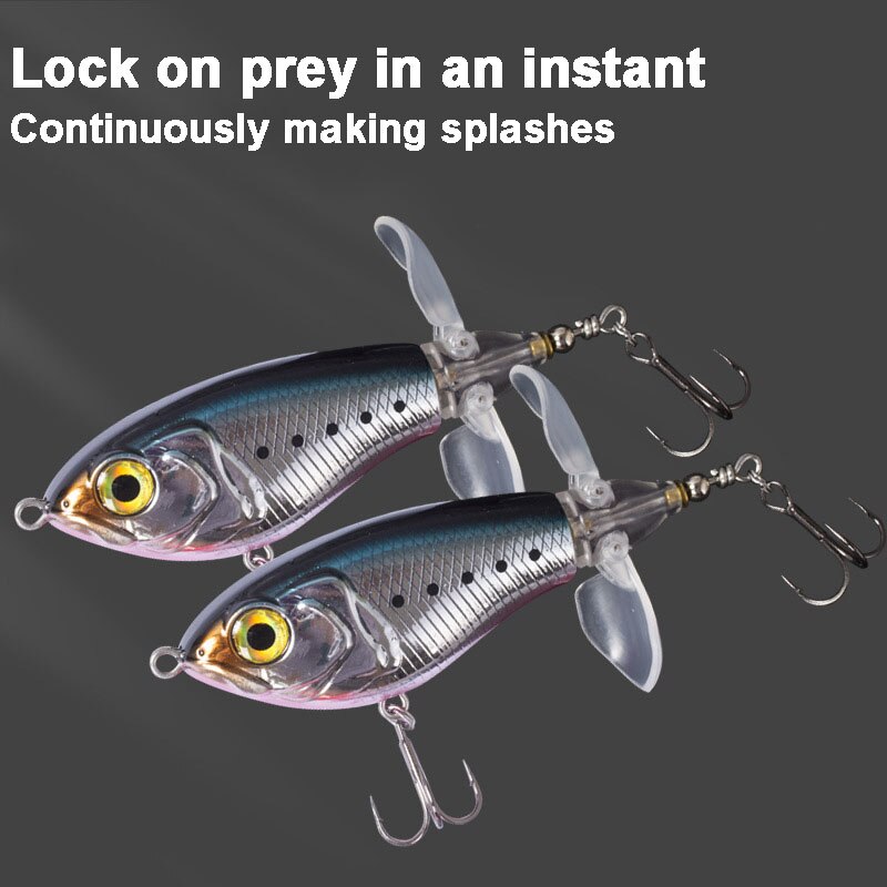 QQNAL 80mm 16g Fishing Lure Floating Double Propeller Soft Spinning Tail Hard Bait Swimming Bait Rock carp fishing crankbait sea