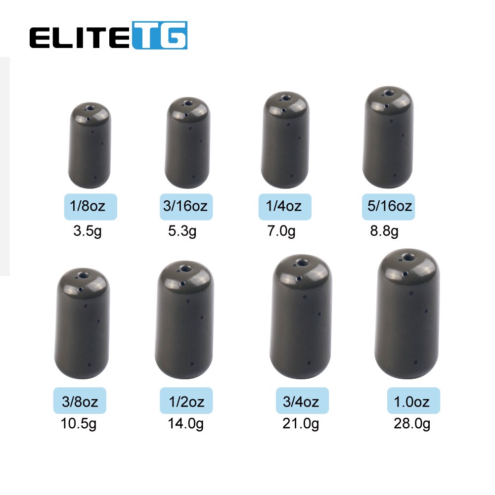 Elite TG 10PCS Tungsten Sinker Carolina Rig 1/8Oz-1Oz Bullet Bass Fishing Weight 3.5g-28g Lure Accessory  GREEN