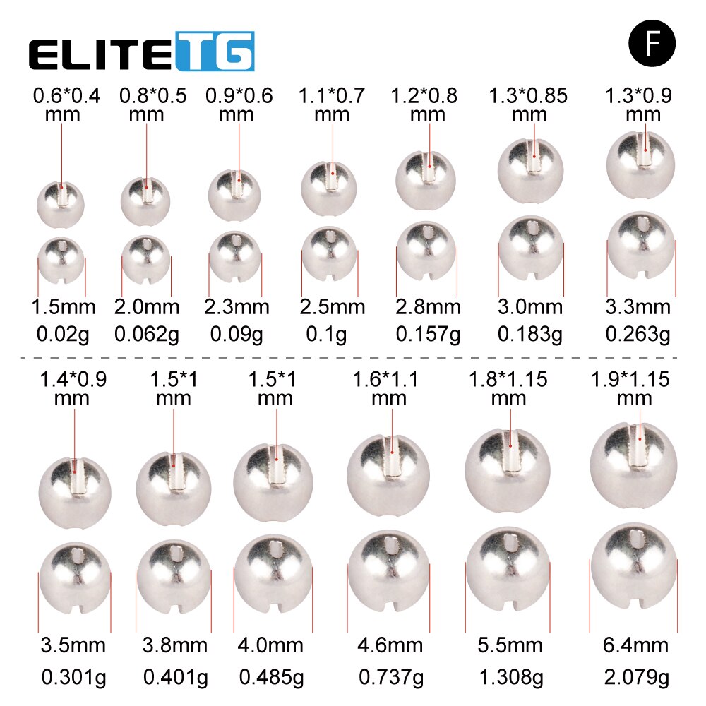 Elite TG 200pcs/5 Colors 3.8-6.4mm Tungsten Slotted Beads Fly Tying Material Fly Fishing Tungsten Beads,Alloy Fly Tying Material
