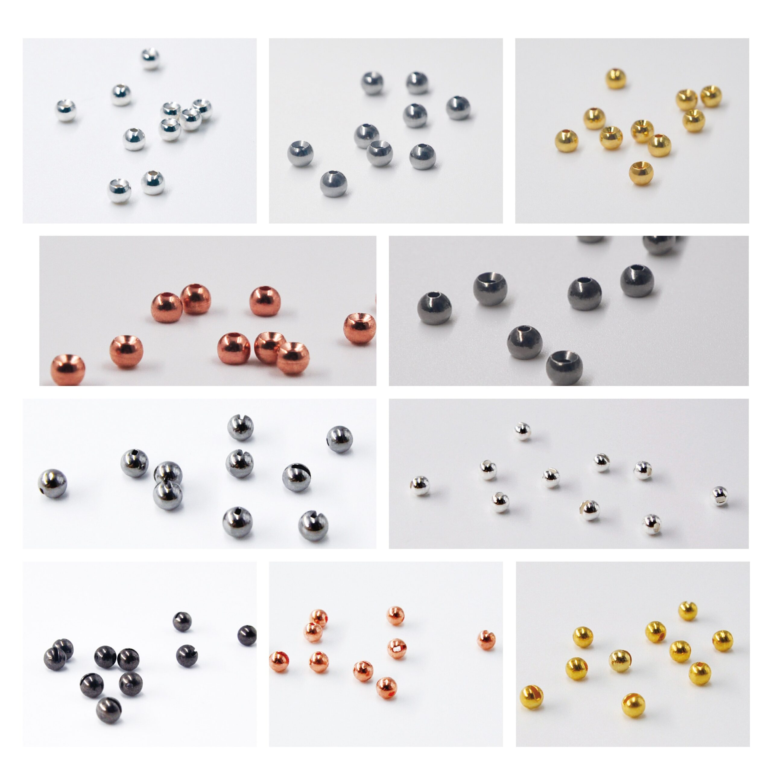 Elite TG 200pcs/5 Colors 3.8-6.4mm Tungsten Slotted Beads Fly Tying Material Fly Fishing Tungsten Beads,Alloy Fly Tying Material