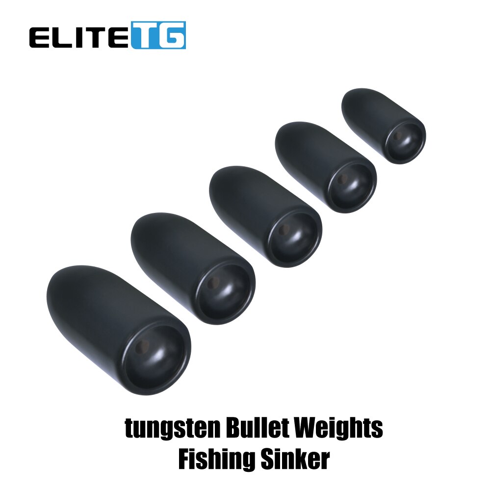 Elite TG 10PCS Matt Black Tungsten Sinker 1.8g-28g 1/16-1 Oz Bullet Bass Fishing  Texas Rig Fishing Lure Accessories