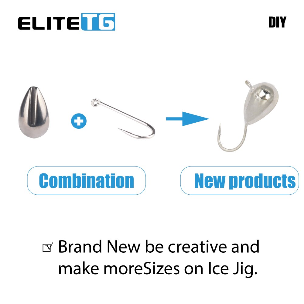 Elite TG 20pcs Tungsten Ice Fishing Jig Primary Color Ice Fishing Without hook 2.7-7mm hooks fishing tungsten DIY Ice Jig Hook