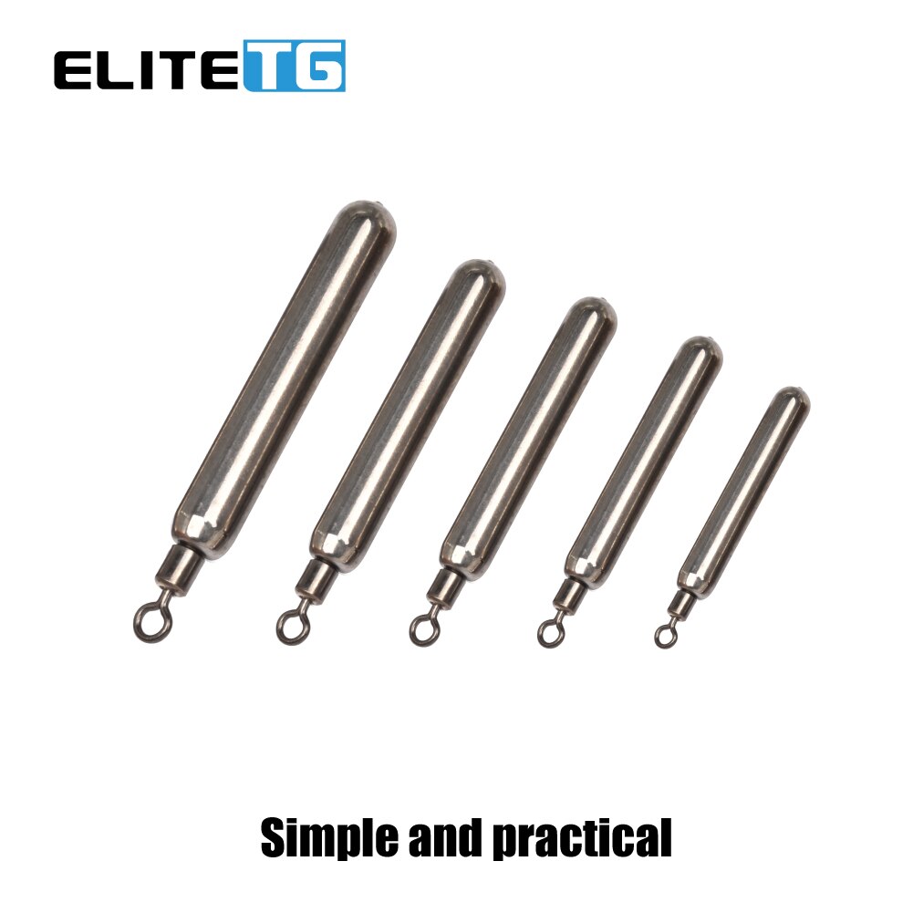 Elite TG 10Pcs Tungsten Sinker Drop Shot Rig unleaded 1/16OZ-1OZ tungsten skinny drop shot round eye Fishing Weight  Accessories