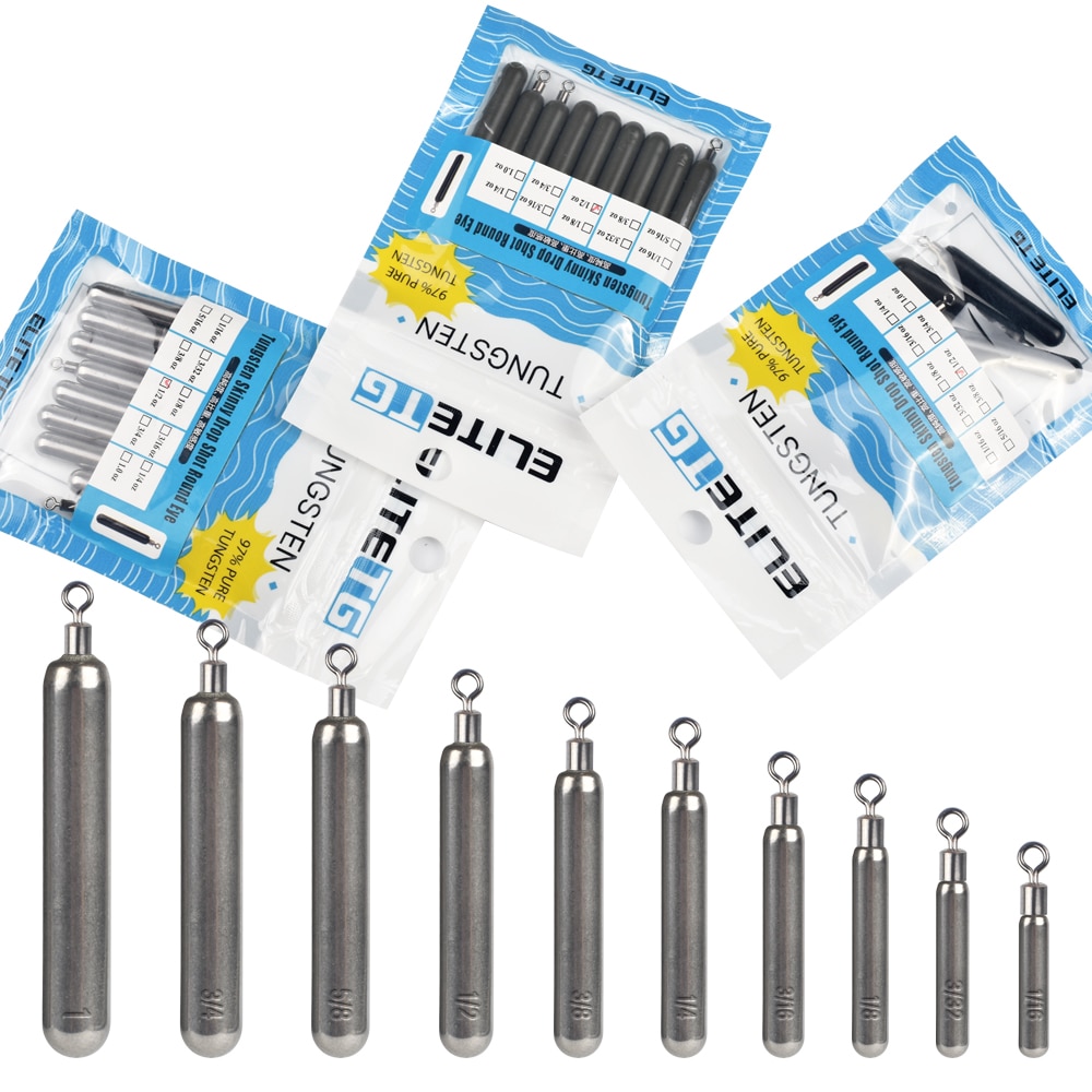 Elite TG 10Pcs Tungsten Sinker Drop Shot Rig unleaded 1/16OZ-1OZ tungsten skinny drop shot round eye Fishing Weight Accessories Elite TG 10Pcs Tungsten Sinker Drop Shot Rig unleaded 1/16OZ-1OZ tungsten skinny drop shot round eye Fishing Weight Accessories