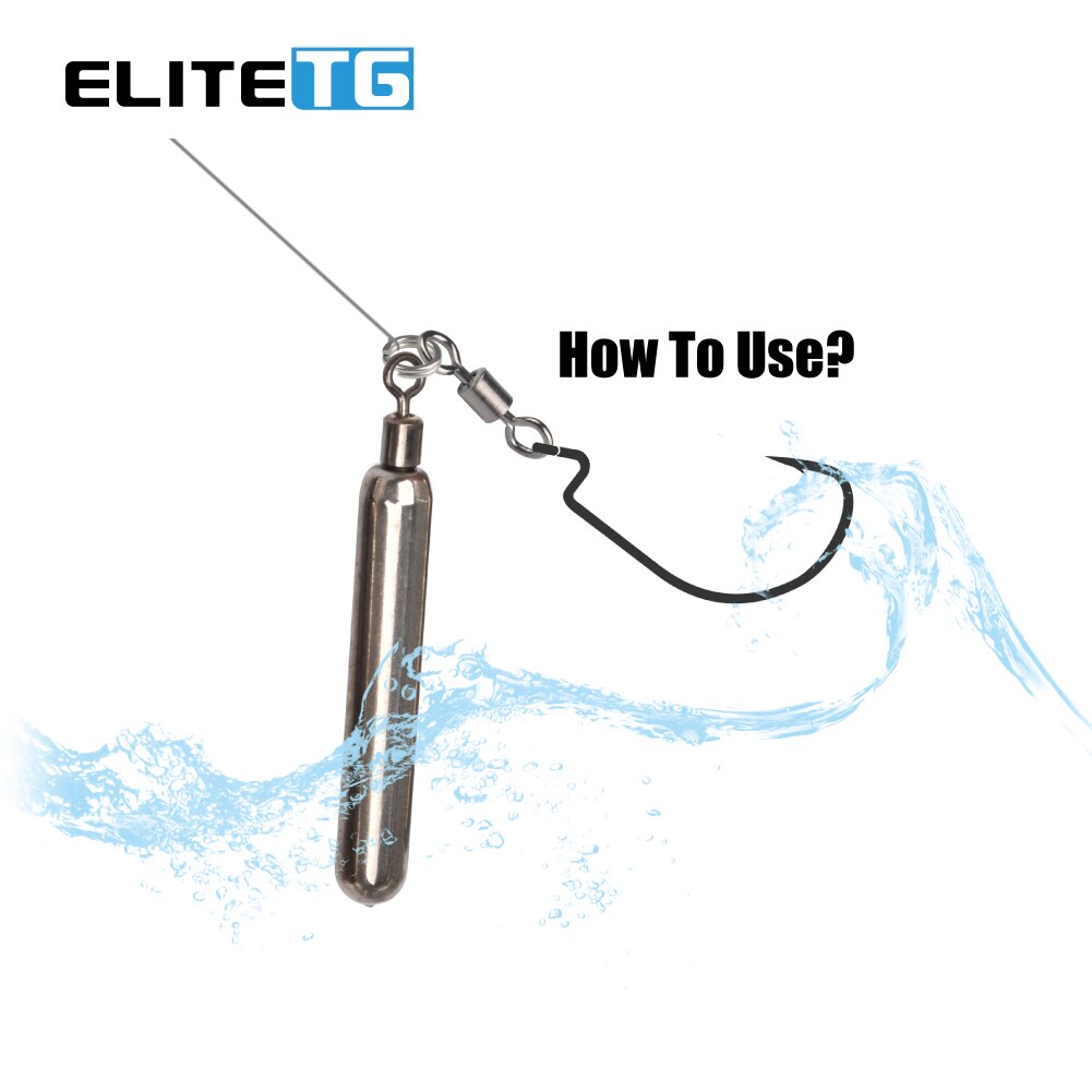 Elite TG 10Pcs Tungsten Sinker Drop Shot Rig unleaded 1/16OZ-1OZ tungsten skinny drop shot round eye Fishing Weight  Accessories