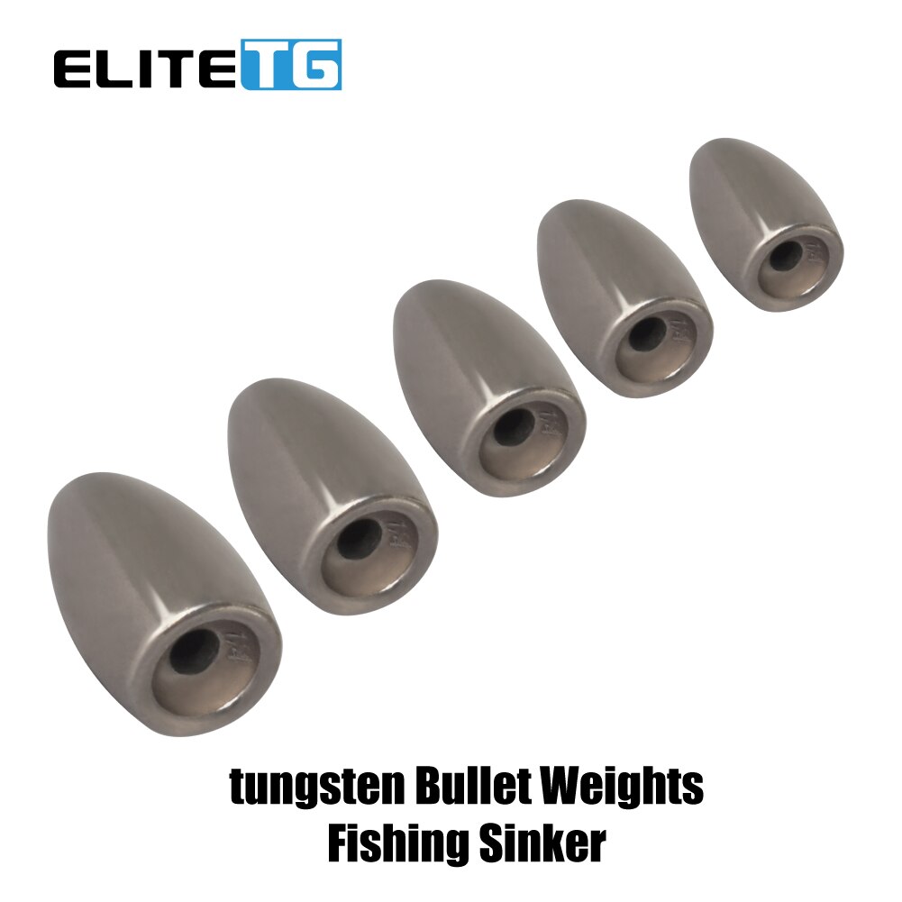 Elite TG 10PCS Multicolor Tungsten Sinker 1.8g-63g  Bullet Bass Fishing  1/2 Oz-2+1/4Oz Texas Rig Fishing Lure Accessories