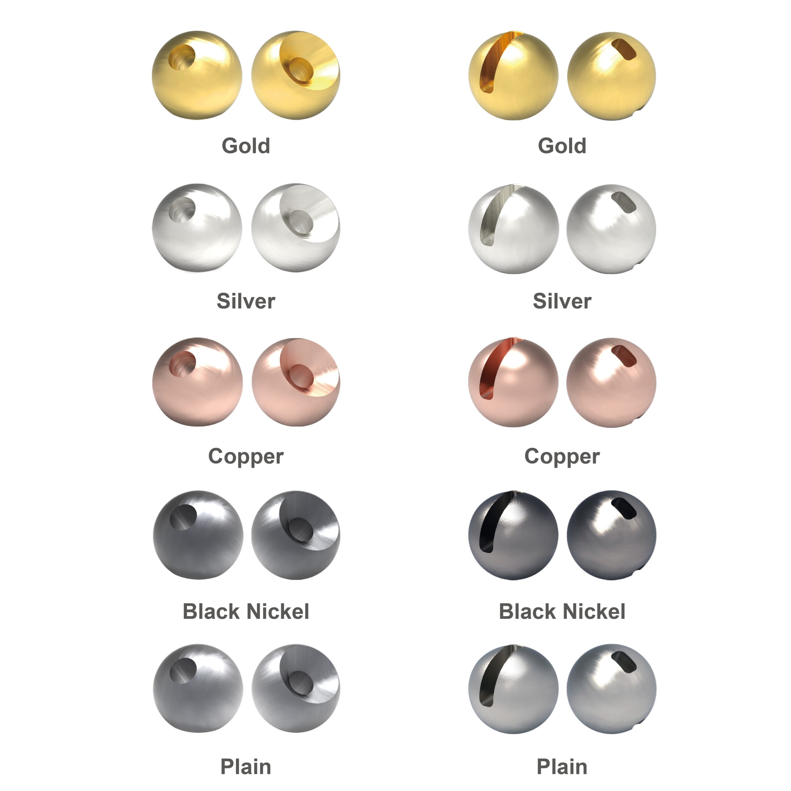 EliteTG 100pcs 1.5-3.5mm Tungsten countersunk Beads Fly Tying Material  Alloy tungsten Beads Nymph Head Ball DIY Trout Flies