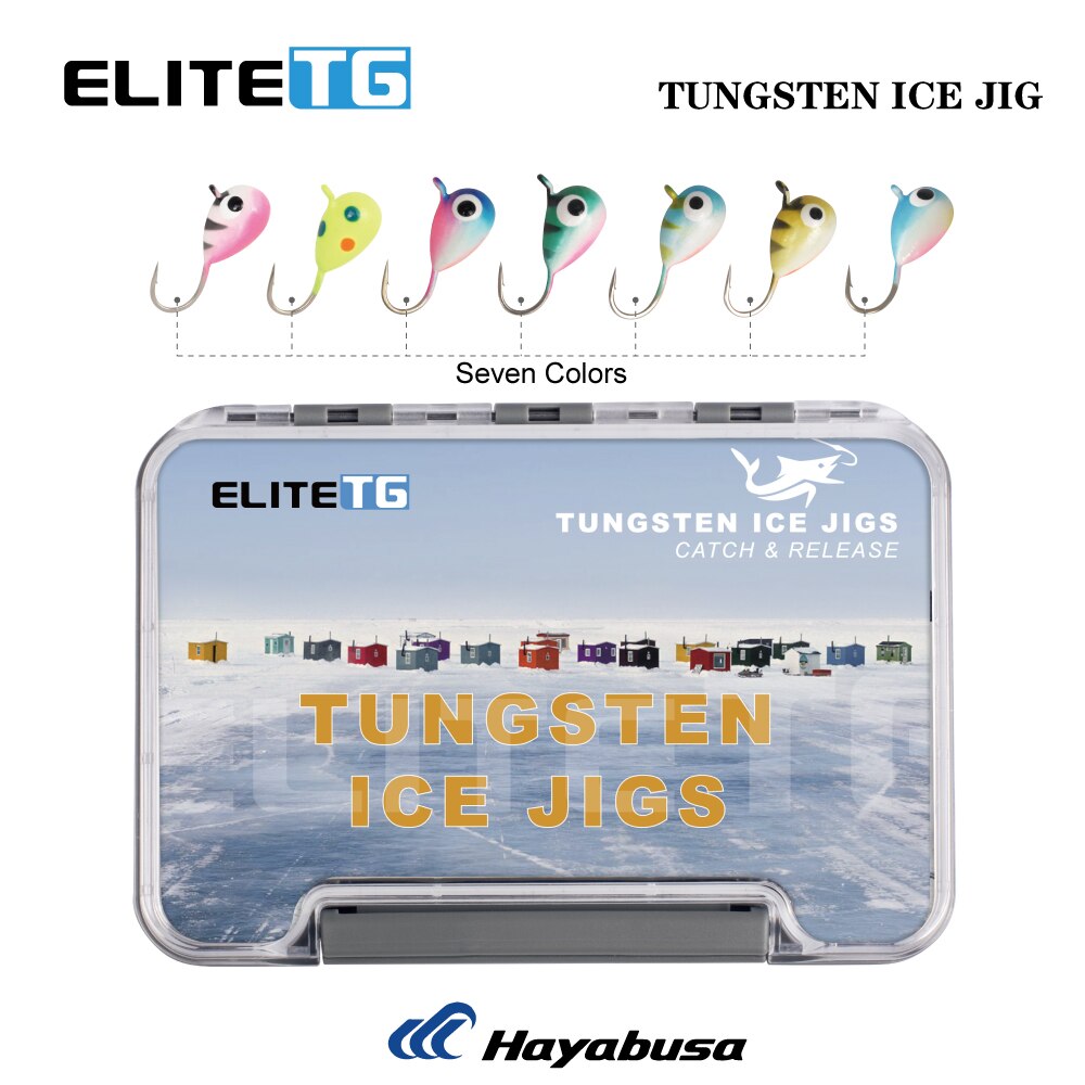 Elite TG 21PCS Tungsten Ice Fishing Jig Head Set,3.2mm 4mm 5mm 6mm Boxed All Glow Color 0.50G - 3.00G