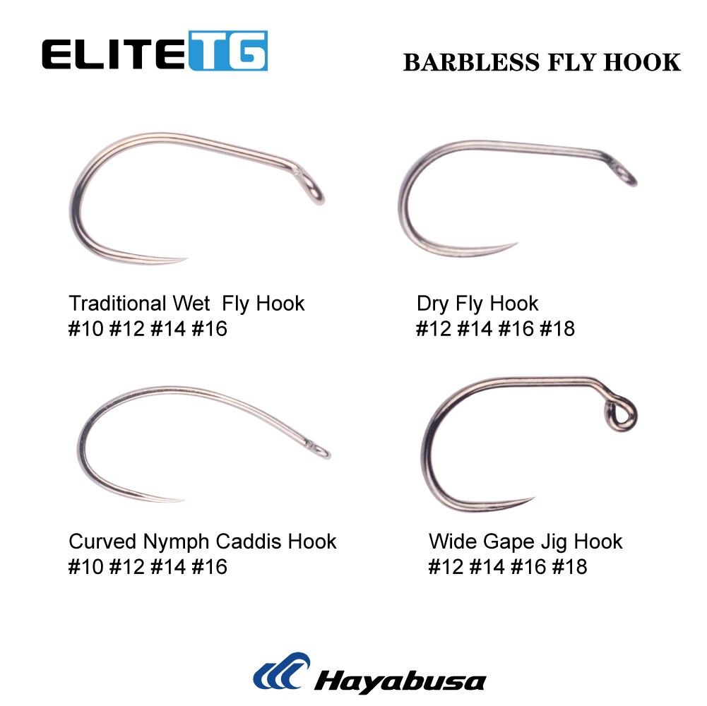 Elite TG 160PCS Fly Tying Hooks Set, #10#12#14#16#18,Fishing Dry Nymph Shirmp Wet Caddis,Barbless Fly Hook ,High-carbon Steel