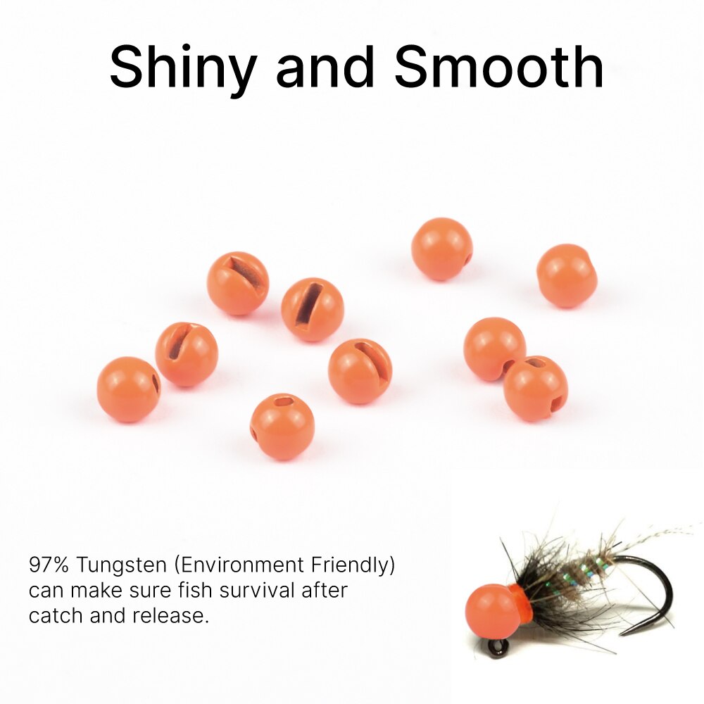 Elite TG 150pcs Tungsten Slotted Beads 2.5mm-3.8mm Fly Tying Material Multi-Color light pink salmon pink  Fly Fishing Accessory