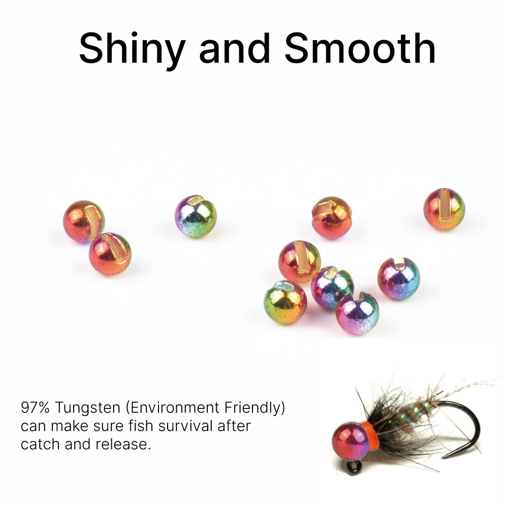 Elite TG 150pcs Tungsten Slotted Beads 2.5mm-3.8mm Fly Tying Material Multi-Color light pink salmon pink  Fly Fishing Accessory