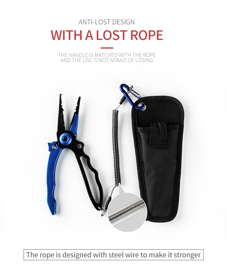 LINNHUE Aluminum Alloy Fishing Pliers Multifunctional Hooks Remover Line Cutter Split Lure Rings Fishing Holder Tackle Pliers