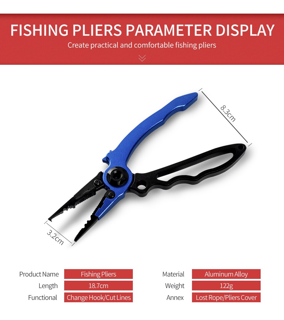 LINNHUE Aluminum Alloy Fishing Pliers Multifunctional Hooks Remover Line Cutter Split Lure Rings Fishing Holder Tackle Pliers