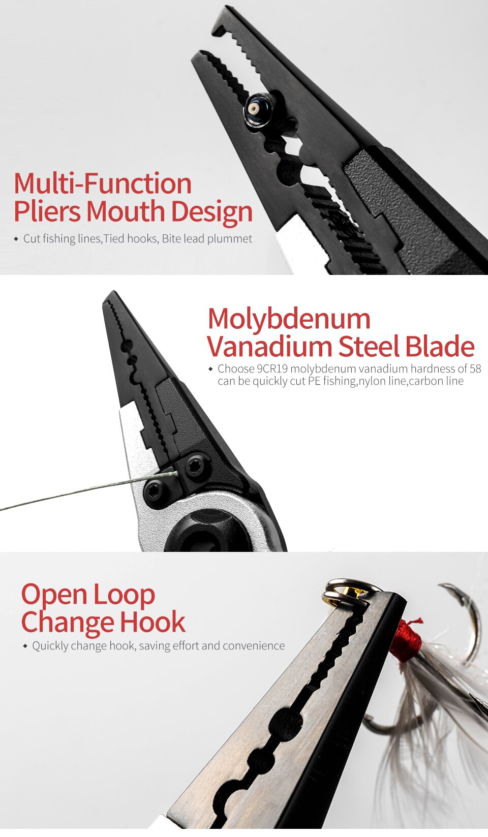 LINNHUE Aluminum Alloy Fishing Pliers Multifunctional Hooks Remover Line Cutter Split Lure Rings Fishing Holder Tackle Pliers