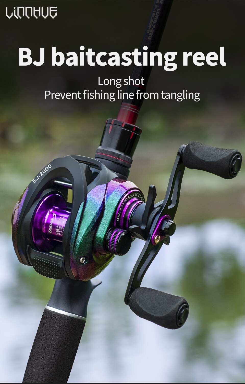 LINNHUE New Baitcasting Reel BJ2000 5+1BB Max Drag 8kg Fishing Reel For Saltwater Reel Casting Carp Fishing