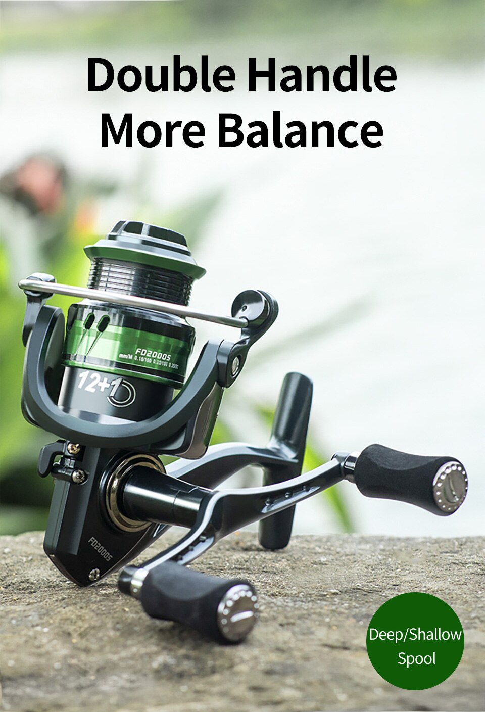 LINNHUE Fishing Reel 1000-7000 Spinning Reel Double Handle Grip Sapre Deep Shallow Spool Max Drag 8KG Reel Fishing Accessories