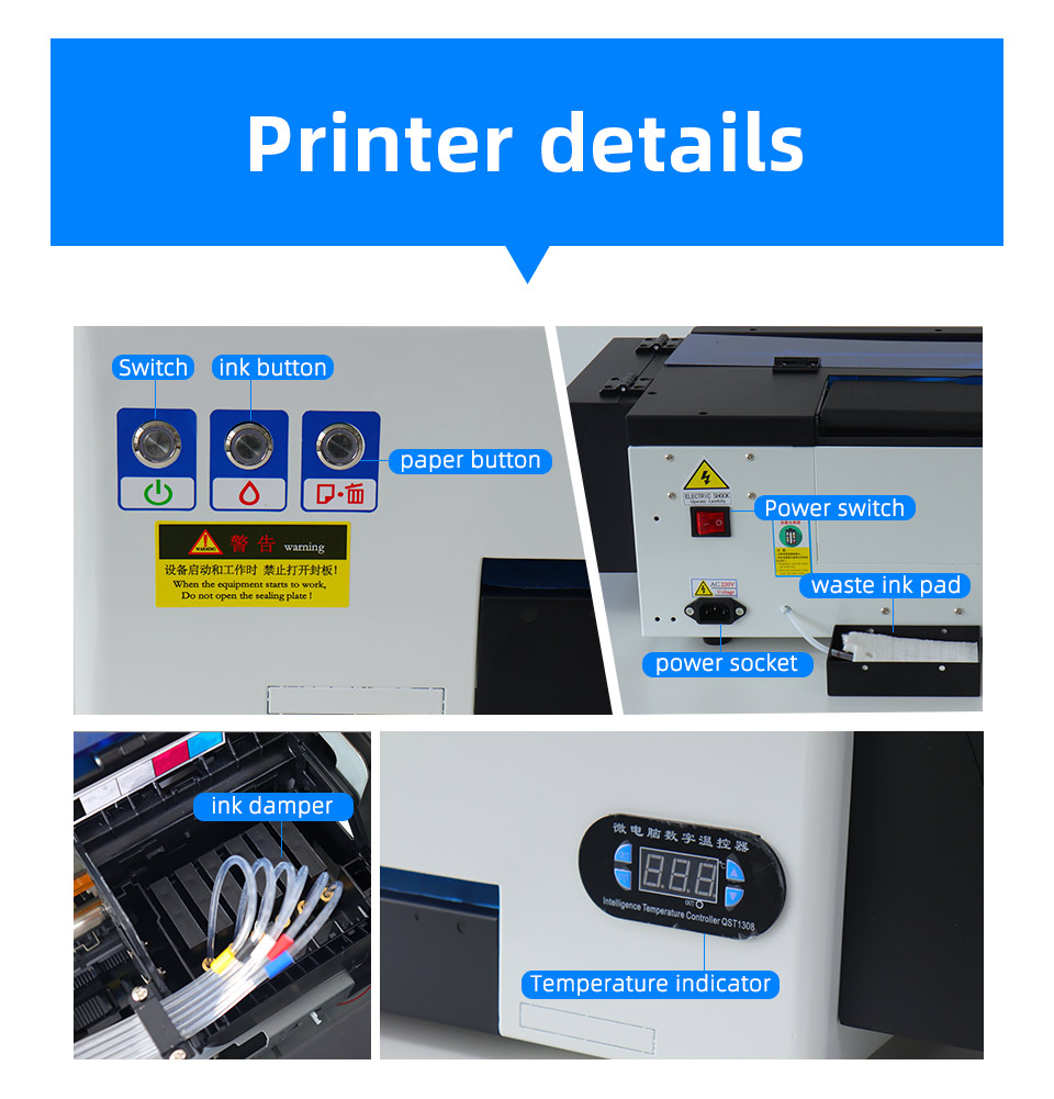 DTF Printer A3 DTF Transfer Film Printer R1390 DTF Printer For t shirt PET Film Print DTF Ink Powder A3T shirt Printing Machine