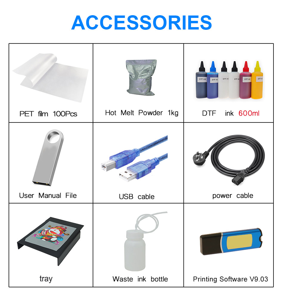 DTF Printer A3 DTF Transfer Film Printer R1390 DTF Printer For t shirt PET Film Print DTF Ink Powder A3T shirt Printing Machine