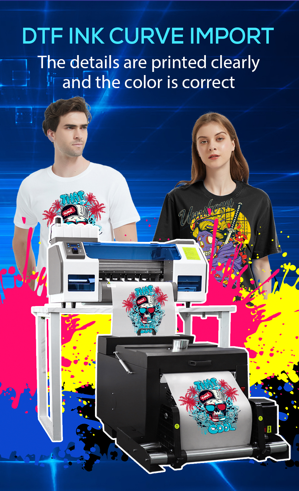 A3 DTF Printer Dual XP600 Print Heads Dtf Transfer Film Printing Clothes Machine With Powder Shaker T shirt Printing Machine