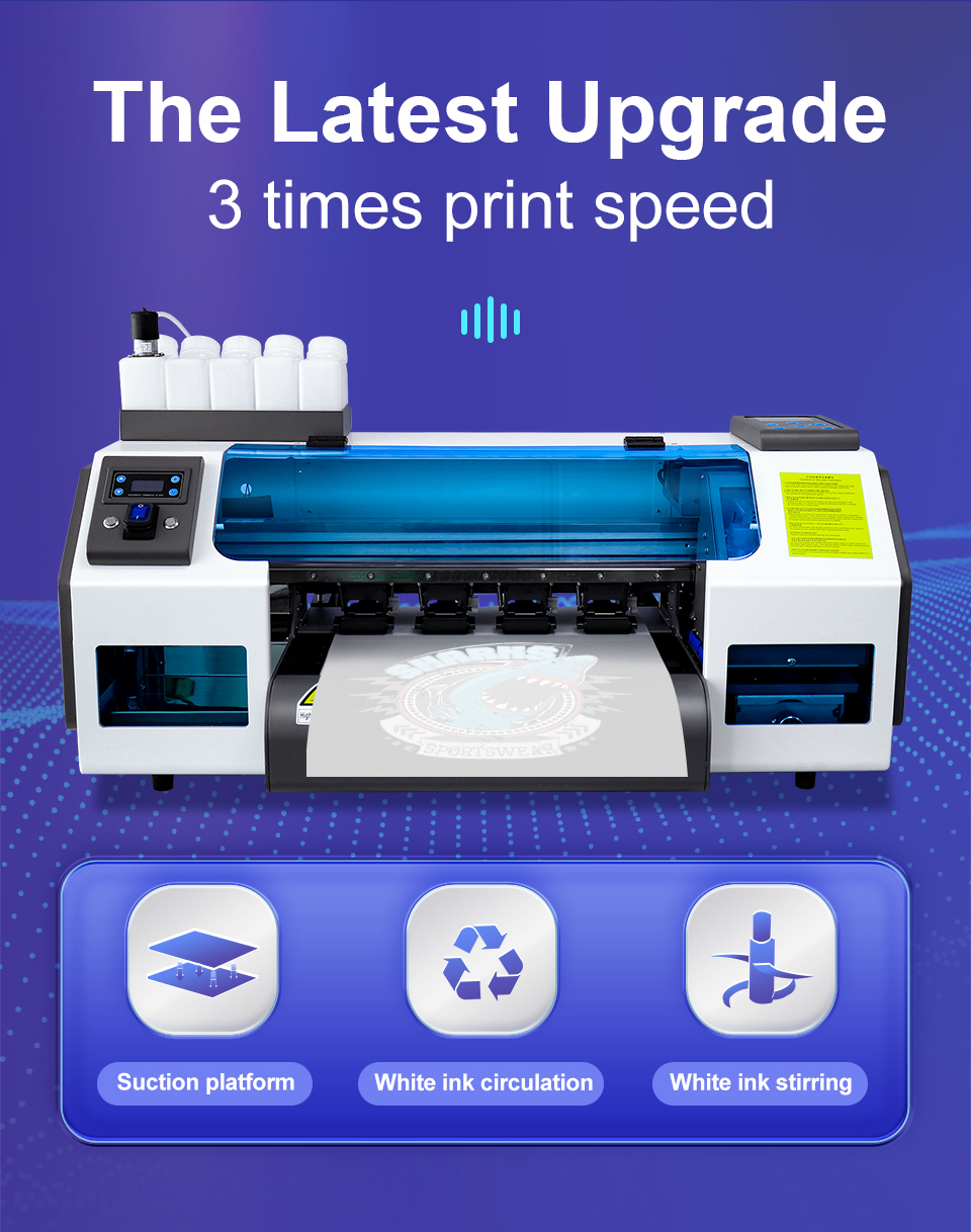 A3 DTF Printer Dual XP600 Print Heads Dtf Transfer Film Printing Clothes Machine With Powder Shaker T shirt Printing Machine