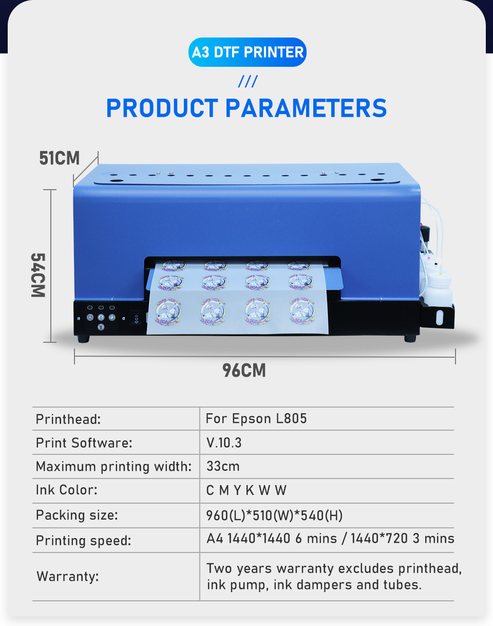 A3 DTF Printer T Shirt Printing Machine A3 Directly Transfer Film Printer with Roll Feeder For t shirt Hoodies Jeans DTF Printer