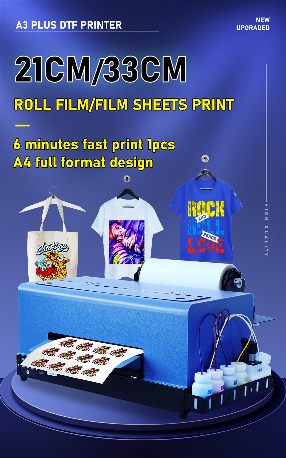 A3 DTF Printer T Shirt Printing Machine A3 Directly Transfer Film Printer with Roll Feeder For t shirt Hoodies Jeans DTF Printer
