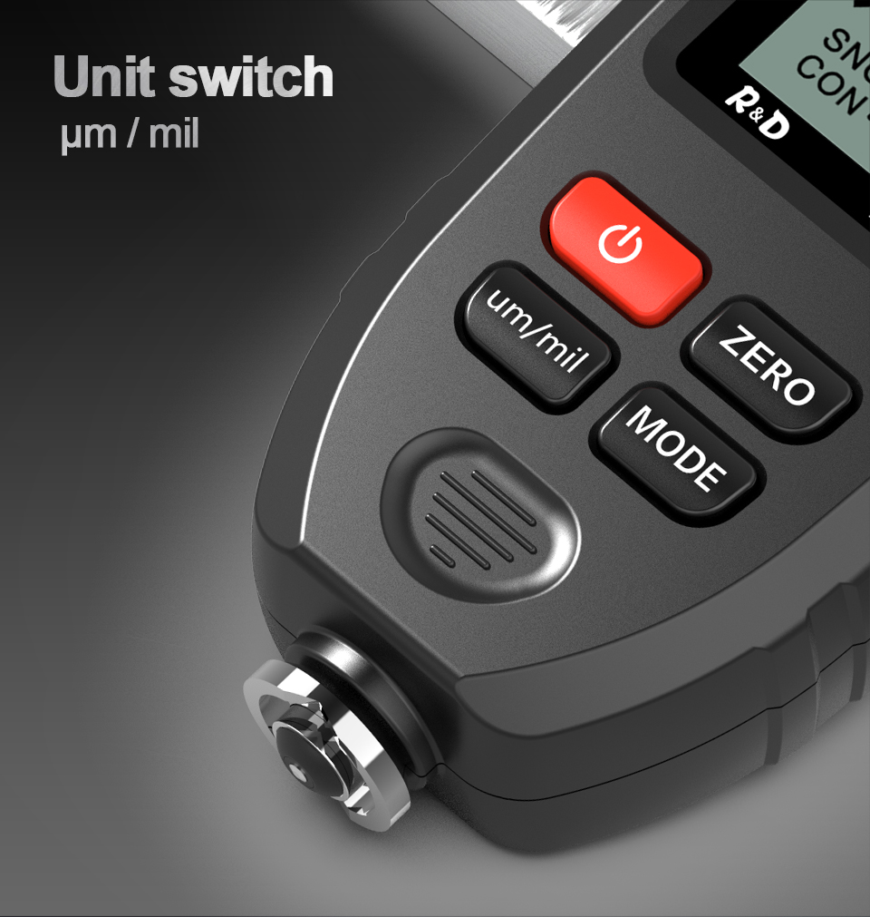 R&D TC100 Coating Thickness Gauge 0.1micron/0-1300 Car Paint Film Thickness Tester Measuring FE/NFE Russian Manual Paint Tool
