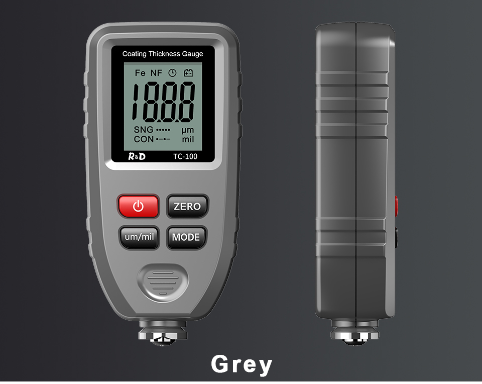 R&D TC100 Coating Thickness Gauge 0.1micron/0-1300 Car Paint Film Thickness Tester Measuring FE/NFE Russian Manual Paint Tool