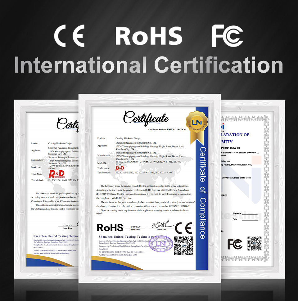 R&D TC100 Coating Thickness Gauge 0.1micron/0-1300 Car Paint Film Thickness Tester Measuring FE/NFE Russian Manual Paint Tool