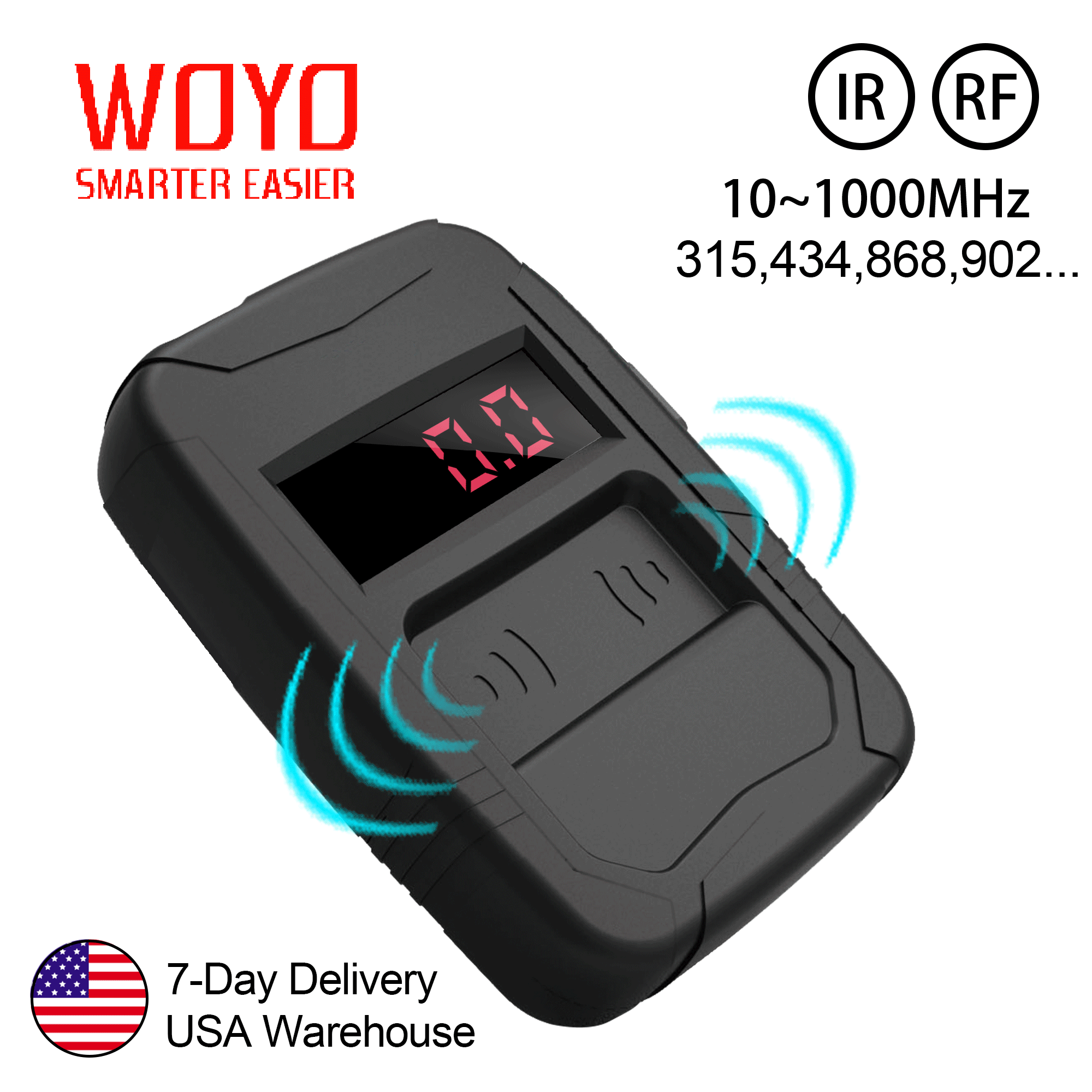 WOYO 10-1000MHZ Remote Control Tester Car Key Diagnostic tools IR FR Frequence Tester Car Key Truck Door Remote, 315 434 868 902