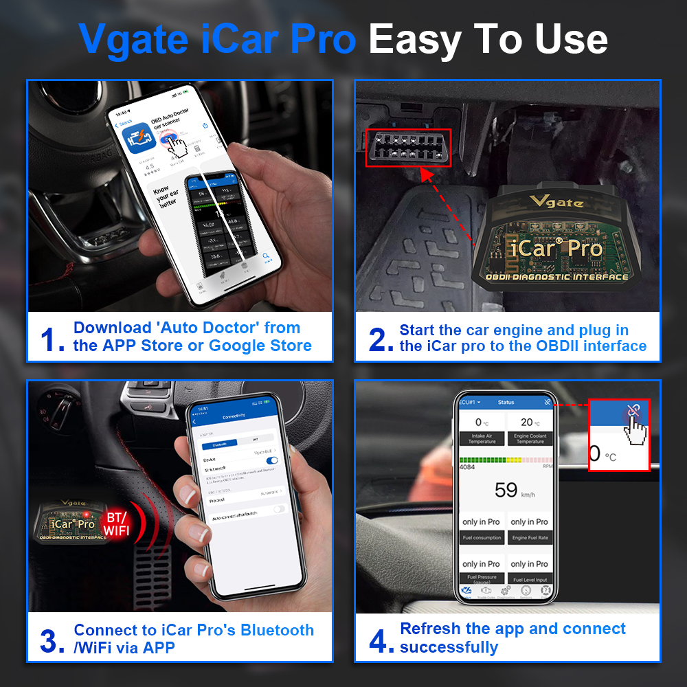 Vgate iCar Pro elm327 V2.3 OBD 2 OBD2 Car Auto diagnostic Scanner WIFI Bluetooth 4.0 for IOS Scan Tool ODB2 PK ELM 327 V1 5