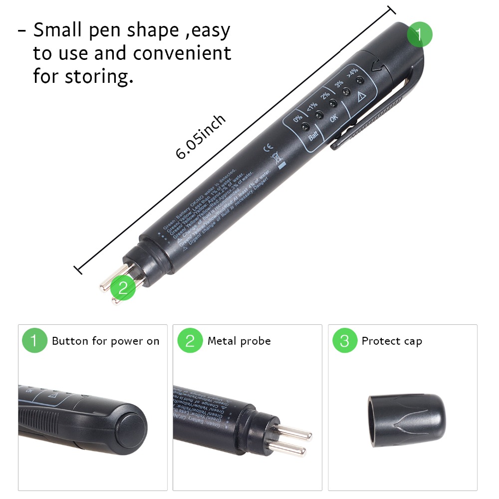 Auto Liquid Testing Brake Fluid Tester Pen for DOT3/DOT4 5 LED Indicator Display Brake Oil Test Quality Check Car Accessories Auto Liquid Testing Brake Fluid Tester Pen for DOT3/DOT4 5 LED Indicator Display Brake Oil Test Quality Check Car Accessories