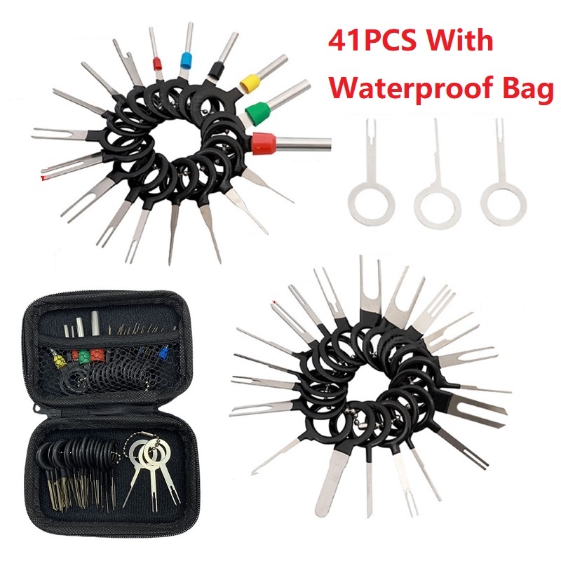 41PCS/38PCS Waterproof Bag Terminal Removal Kit Stylus Wiring Crimp Connector Pin Extractor Puller Terminal Repair Tools 41PCS/38PCS Waterproof Bag Terminal Removal Kit Stylus Wiring Crimp Connector Pin Extractor Puller Terminal Repair Tools