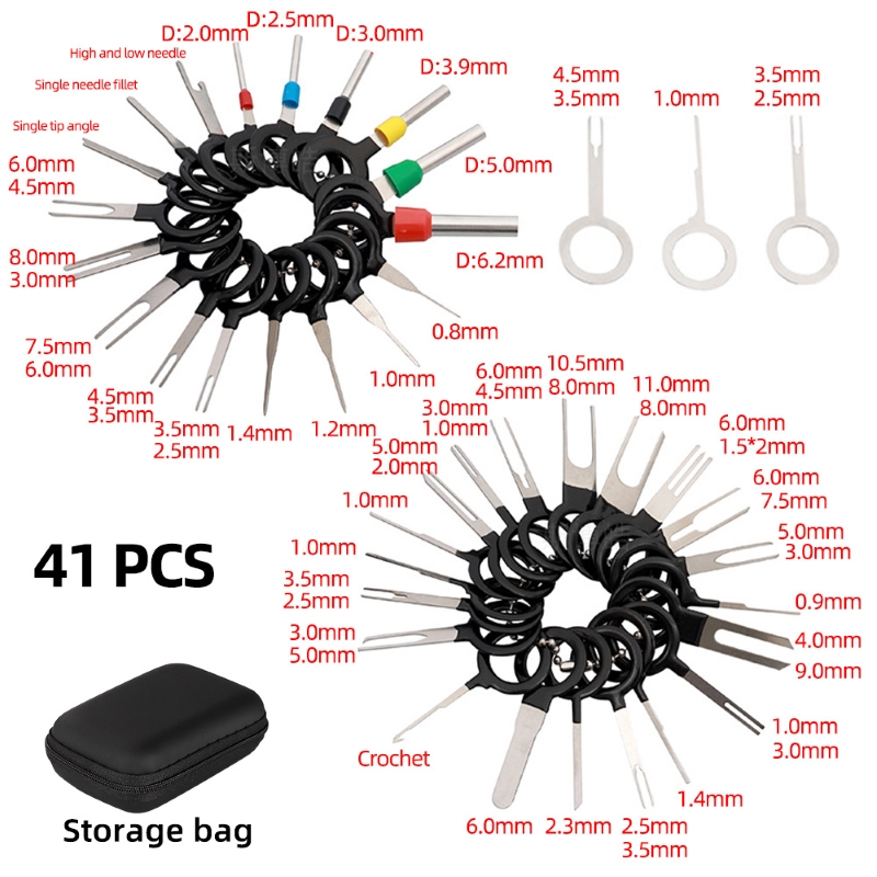 41PCS/38PCS Waterproof Bag Terminal Removal Kit Stylus Wiring Crimp Connector Pin Extractor Puller Terminal Repair Tools 41PCS/38PCS Waterproof Bag Terminal Removal Kit Stylus Wiring Crimp Connector Pin Extractor Puller Terminal Repair Tools