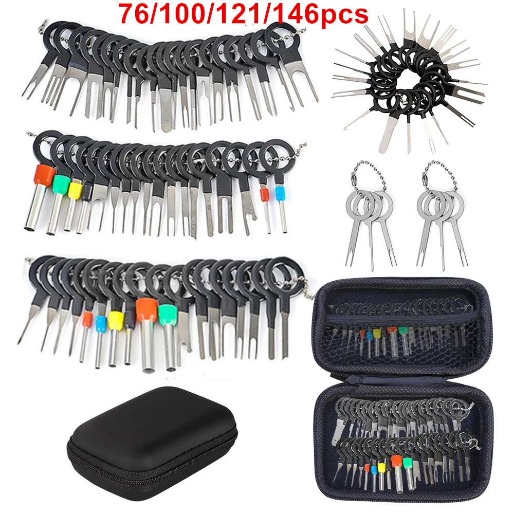 76/100/121/146pcs Auto Repair Key Set Terminal Removal Tool Car Electrical Wire Crimp Connector Pin Needle Extractor Kit Plug 76/100/121/146pcs Auto Repair Key Set Terminal Removal Tool Car Electrical Wire Crimp Connector Pin Needle Extractor Kit Plug