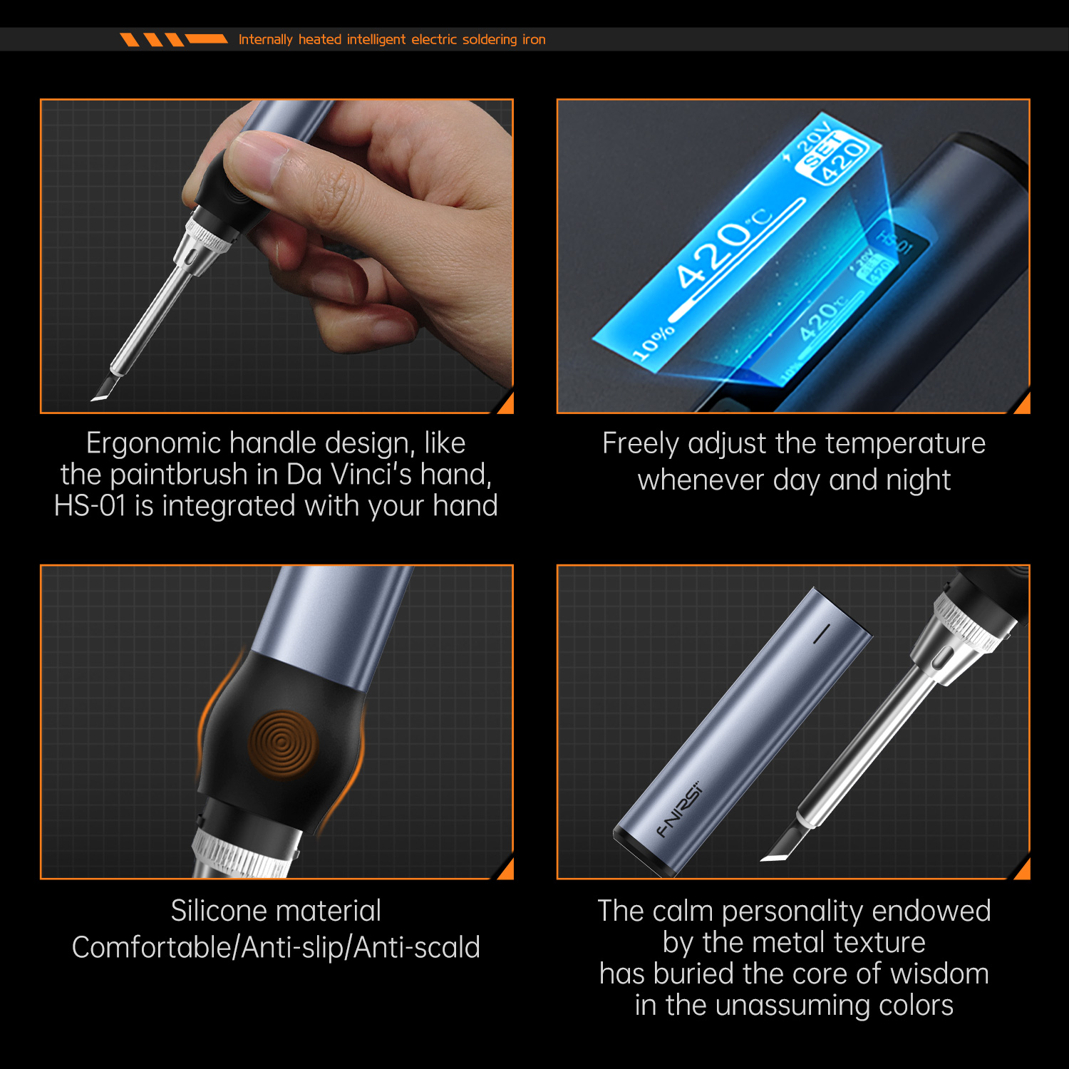 FNIRSI HS-01 Adjustable Temperature Soldering Iron DC 24V 80-420℃ Welding Solder Rework Station PD 65W Portable Repair Tool FNIRSI HS-01 Adjustable Temperature Soldering Iron DC 24V 80-420℃ Welding Solder Rework Station PD 65W Portable Repair Tool