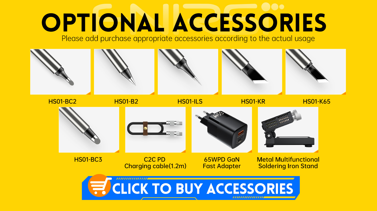 FNIRSI HS-01 Adjustable Temperature Soldering Iron DC 24V 80-420℃ Welding Solder Rework Station PD 65W Portable Repair Tool
