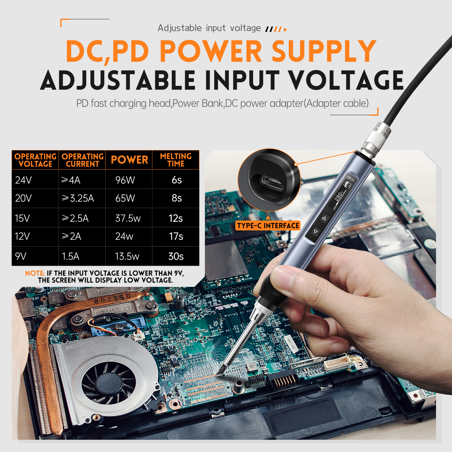FNIRSI HS-01 Adjustable Temperature Soldering Iron DC 24V 80-420℃ Welding Solder Rework Station PD 65W Portable Repair Tool FNIRSI HS-01 Adjustable Temperature Soldering Iron DC 24V 80-420℃ Welding Solder Rework Station PD 65W Portable Repair Tool
