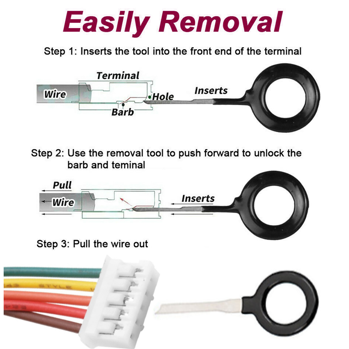 Car Terminal Removal Electrical Wiring Wire Harness Crimp Connector Pin Extractor Kit Repair Hand Tools With 4pcs Pick Hook Set Car Terminal Removal Electrical Wiring Wire Harness Crimp Connector Pin Extractor Kit Repair Hand Tools With 4pcs Pick Hook Set