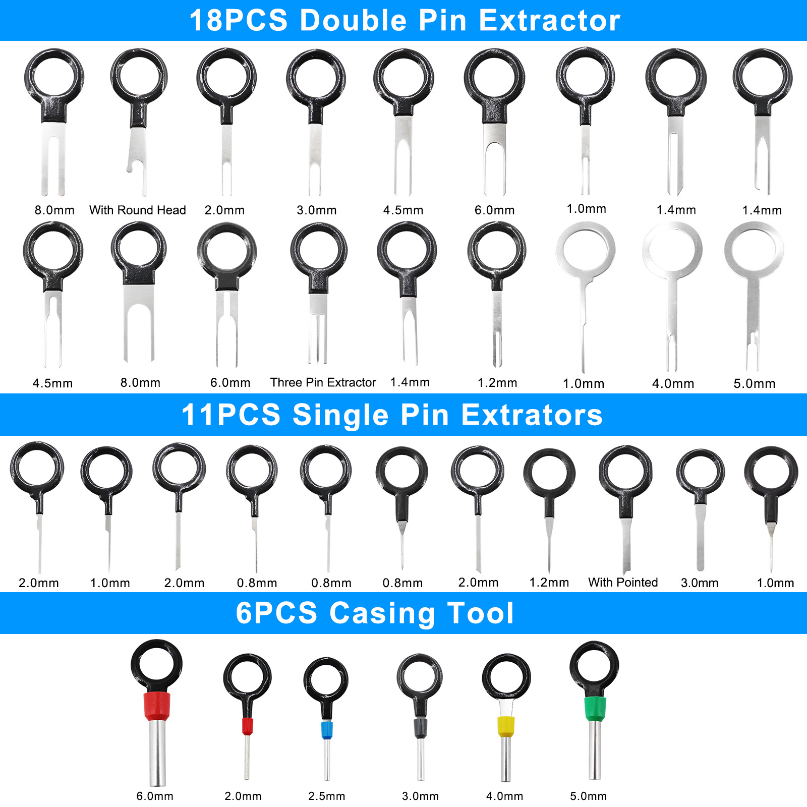 Car Terminal Removal Electrical Wiring Wire Harness Crimp Connector Pin Extractor Kit Repair Hand Tools With 4pcs Pick Hook Set
