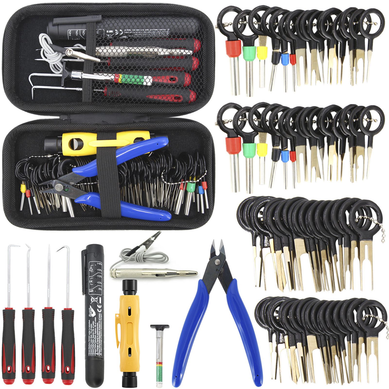 Car Terminal Removal Electrical Wiring Wire Harness Crimp Connector Pin Extractor Kit Repair Hand Tools With 4pcs Pick Hook Set Car Terminal Removal Electrical Wiring Wire Harness Crimp Connector Pin Extractor Kit Repair Hand Tools With 4pcs Pick Hook Set