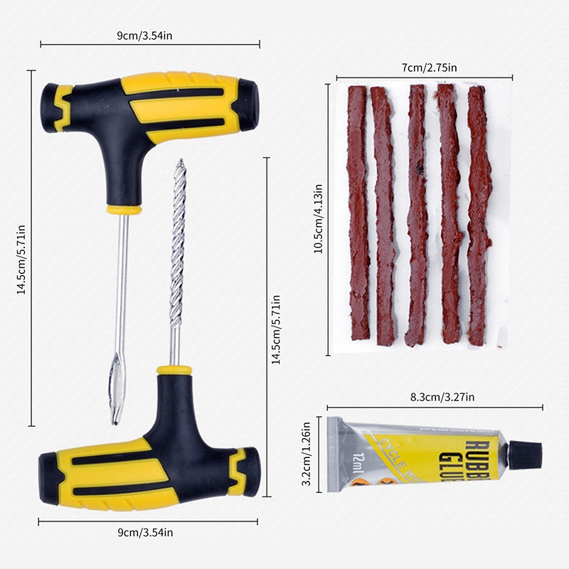 1 Set Tubeless Tire Repair Tools Kit with Rubber Strips File Tool Inserting Needle Drill for Car Truck Bike Motorcycle Emergency 1 Set Tubeless Tire Repair Tools Kit with Rubber Strips File Tool Inserting Needle Drill for Car Truck Bike Motorcycle Emergency